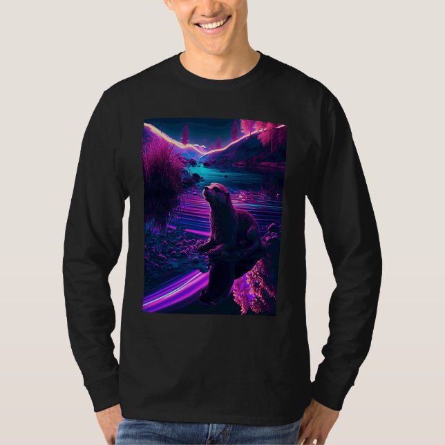 Camiseta Nutria de Mar Guay Synthwave Nutria Errante (Anverso)