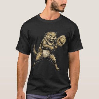 Camiseta Nutria Divertida y Adorable Jugando Pickleball Vin