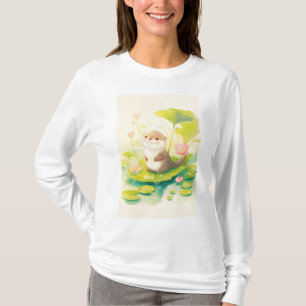 Camiseta Nutria en una hoja de nenúfar