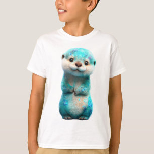 Camiseta Nutria Galaxia Azul Brillante para Niños