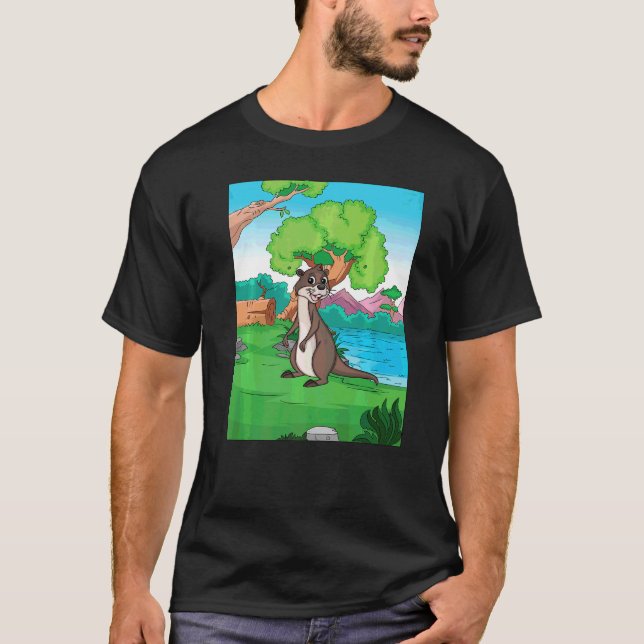 Camiseta Nutria junto al lago buscando peces (Anverso)