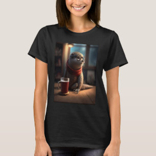 Camiseta Nutria Nerdo Nutria Bebiendo Café 1