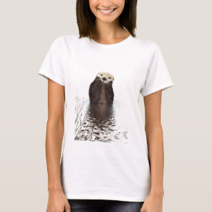 Camiseta Nutria sonriente adorable en el lago