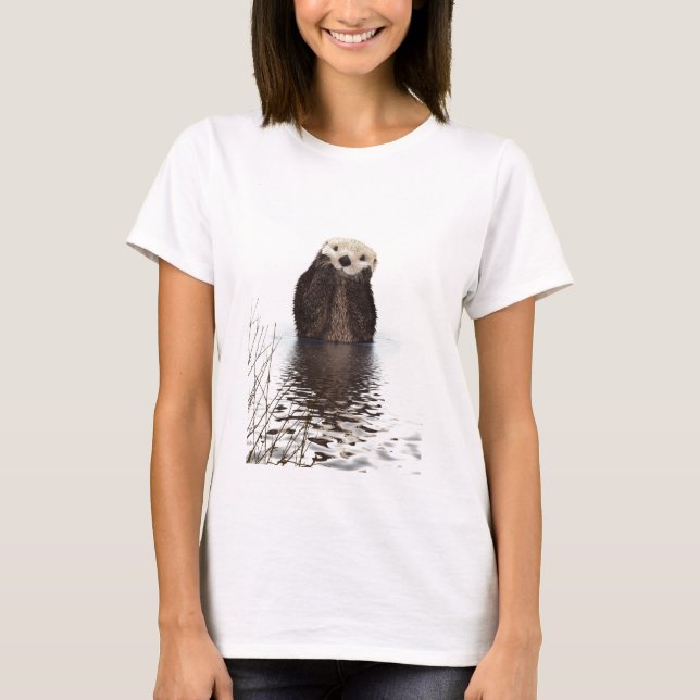 Camiseta Nutria sonriente adorable en el lago (Anverso)