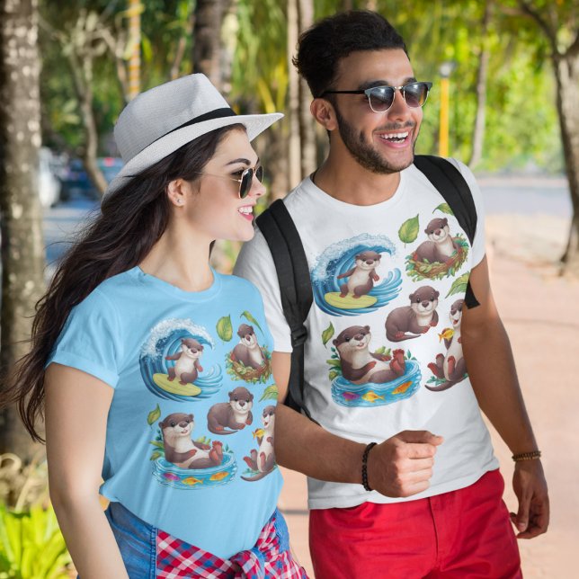 Camiseta nutrias lindas divertiéndose (Subido por el creador)