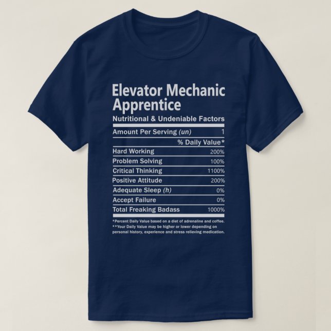 Camiseta Nutrición de aprendiz mecánico del elevador y unde (Diseño del anverso)