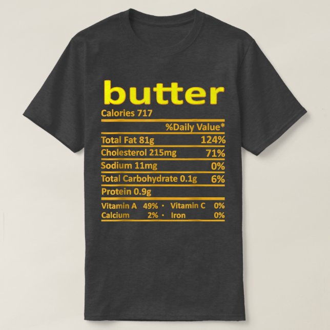 Camiseta Nutrición de Mantequilla Graciosa Comida de Disfra (Diseño del anverso)