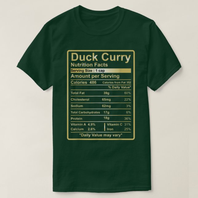 Camiseta Nutrición de pato de curry hechos curiosos de comi (Diseño del anverso)