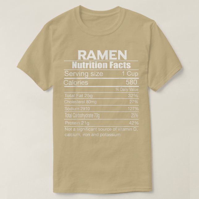 Camiseta Nutrición de Ramen hechos sobre fideos coreanos as (Diseño del anverso)
