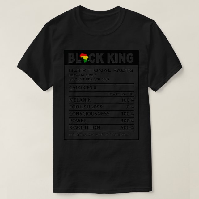 Camiseta Nutritional Facts Juneteenth 1865 Black King  (Diseño del anverso)