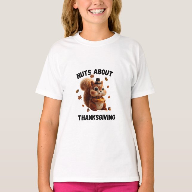 Camiseta Nuts About Pie – Cute Yarn Squirrel Thanksgiving  (Anverso)