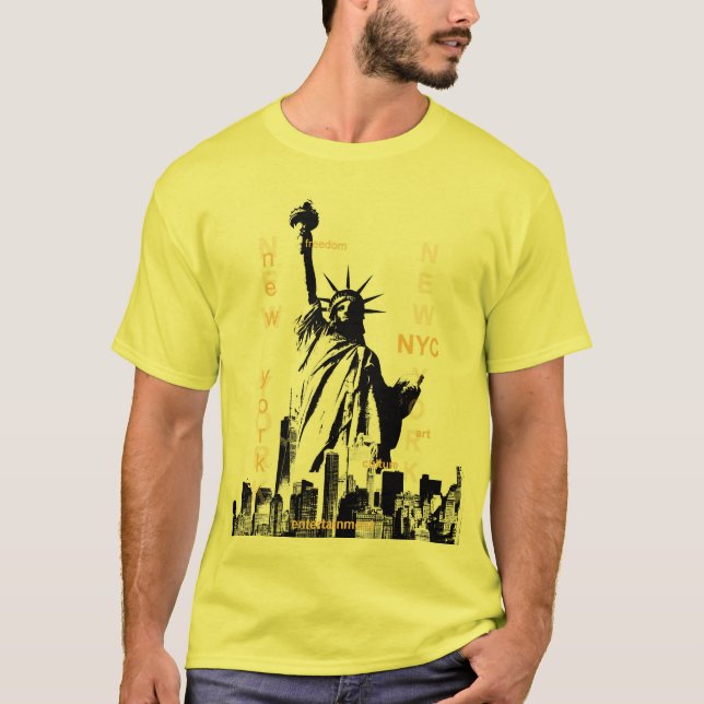 Camiseta Ny Nyc Manhattan Estatua de la Libertad Mens Amari (Anverso)