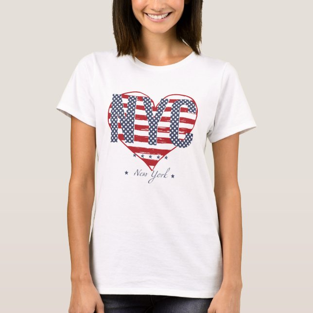 Camiseta NYC American Flag Heart (Anverso)