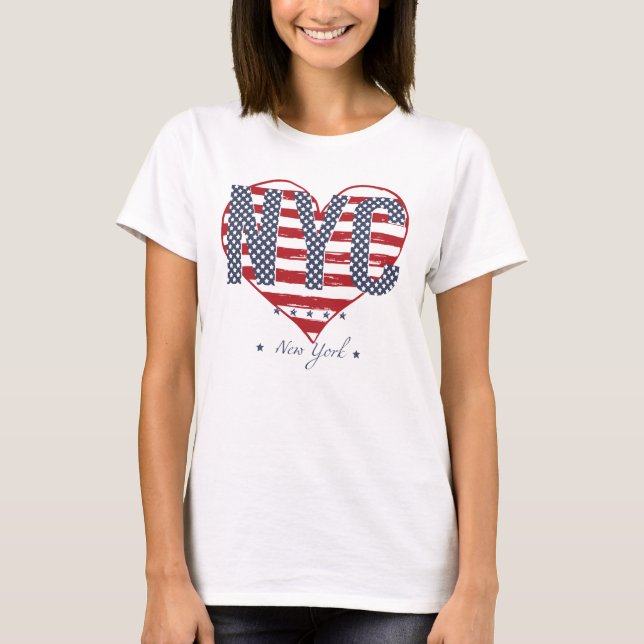 Camiseta NYC American Flag Heart (Anverso)