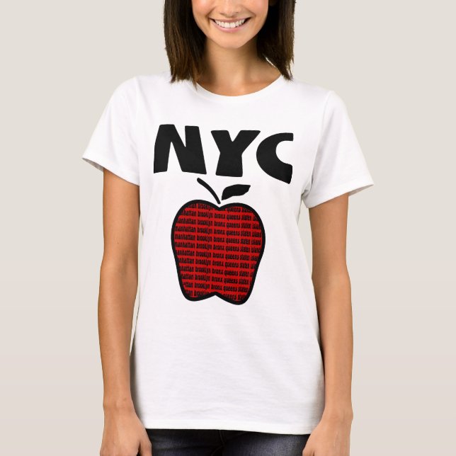 Camiseta NYC - Apple grande con las 5 ciudades (Anverso)
