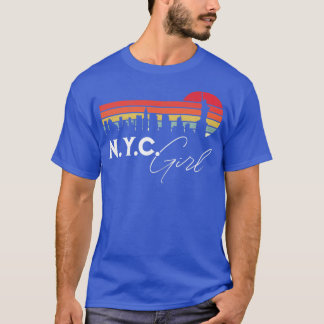 Camiseta NYC Chica Retro Sunset City Skyline Souvenir