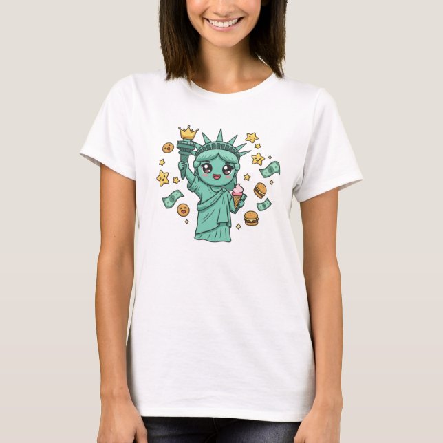 Camiseta NYC Kawaii Statue of Liberty T-Shirt – Cute Americ (Anverso)