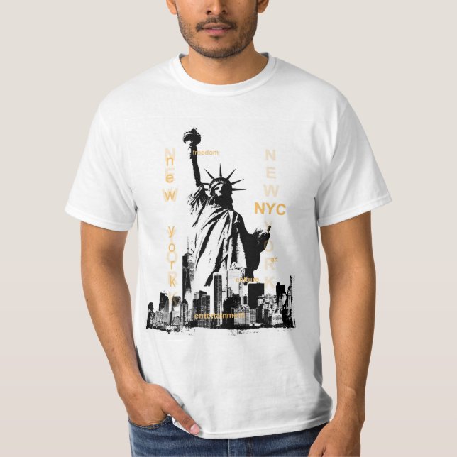 Camiseta Nyc New York Brooklyn Bridge Liberty Statu Mens (Anverso)