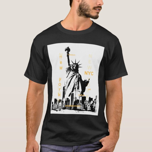 Camiseta Nyc New York Brooklyn Bridge Liberty Statue Mens _ (Anverso)