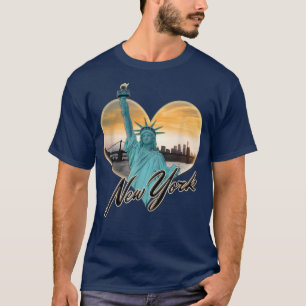 Camiseta NYC New York City Skyline Souvenir Statua de Liber