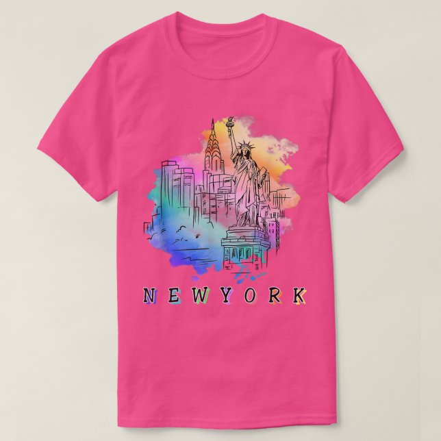 Camiseta NYC New York City Skylines Estatua De La Libertad (Diseño del anverso)