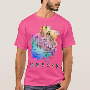 Camiseta NYC New York City Skylines Estatua De La Libertad