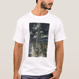 Camiseta NYC, nuevo edificio de YorkChrysler en la noche #