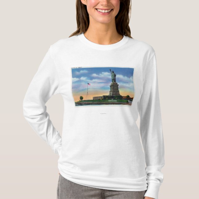 Camiseta NYC, nuevo YorkView de la estatua de la libertad (Anverso)