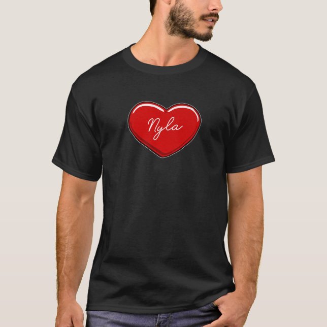 Camiseta Nyla, corazón dibujado a mano - Corazones de nombr (Anverso)