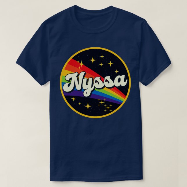 Camiseta Nyssa Rainbow en estilo de cosecha espacial (Diseño del anverso)
