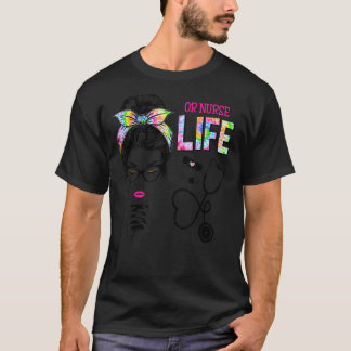 Camiseta O Enfermera Estetioscopio Tye Messy Bun Enfermeras