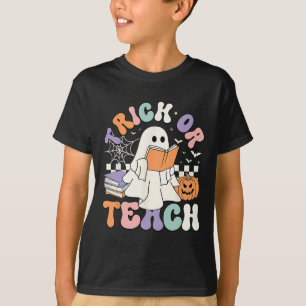 Camiseta O enseñar a Spooky Teacher Cute Ghost a leer un li