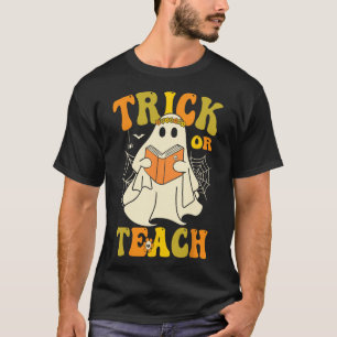 Camiseta O Enseñar Groovy Halloween Enseñanza Fantasma Flor