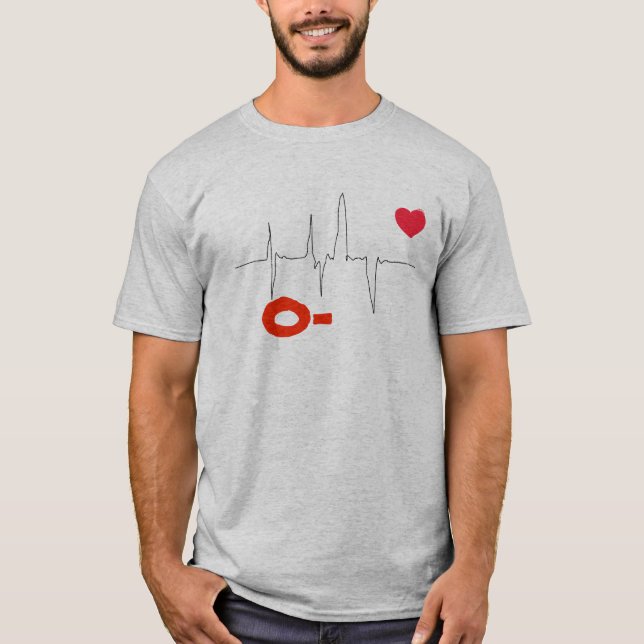 Camiseta O- Gracioso Tipo de Sangre Tasa Cardíaca Superior (Anverso)