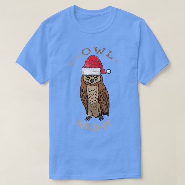 Camiseta O HOWLY Night Funny Navidades Santa Owl (Diseño del anverso)