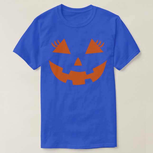 Camiseta o Lantern linda cara de calabaza con pestañas hall (Diseño del anverso)