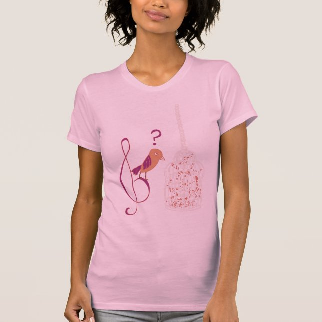 Camiseta O Pássaro, a gaiola e a Música (Anverso)