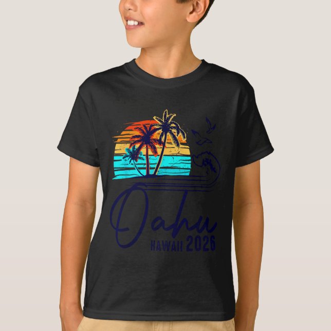Camiseta Oahu Hawaii 2026 Vacation Beach Matching Family Gr (Anverso)