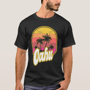 Camiseta Oahu Hawaii Beach Retro Sunset