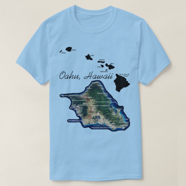 Camiseta Oahu Hawaii con Islas Hawái (Diseño del anverso)