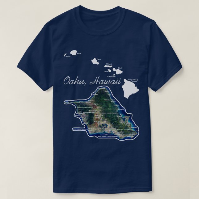 Camiseta Oahu Hawaii con islas hawaianas (Diseño del anverso)