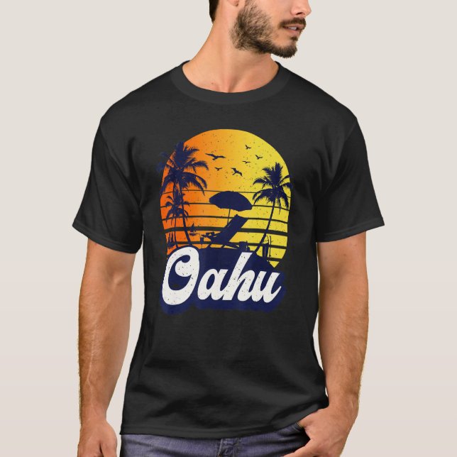 Camiseta Oahu Hawaii Hawaii Hawaii Sunset Beach Retro (Anverso)