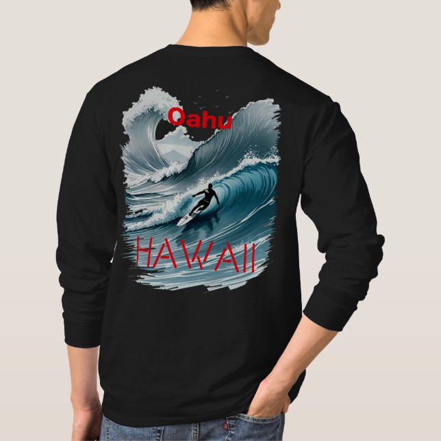 Camiseta Oahu Hawaii Surfing Wave (Reverso)