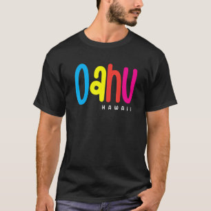 Camiseta Oahu Hawaii Vintage Colorful Beach Vacaciones Aloh
