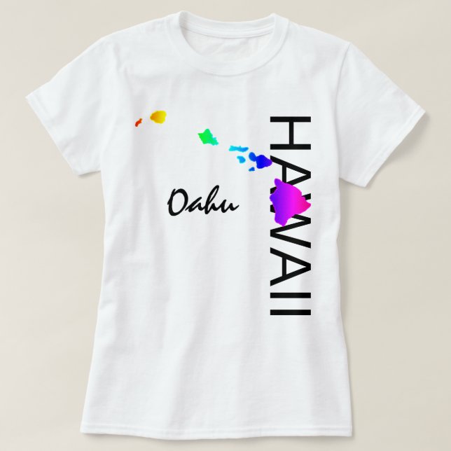 CAMISETA OAHU - ISLAS HAWAII NEON RAINBOW (Diseño del anverso)