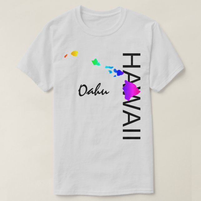 CAMISETA OAHU - ISLAS HAWAII NEON RAINBOW (Diseño del anverso)