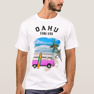 Camiseta Oahu Kamaʻaina Furgoneta Vintage Rosa Residente de