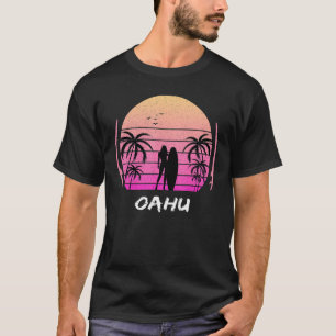 Camiseta Oahu Surfing Palm Trees Waves Holiday Hawaii Honol