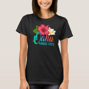 Camiseta Oahu Vacante Con Flujo Tropical Hibiscus Hawaiano