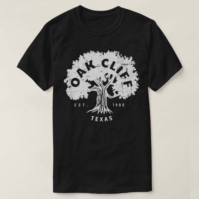 Camiseta Oak Cliff Texas Souvenir Retro Oak Tree Graphic Da (Diseño del anverso)